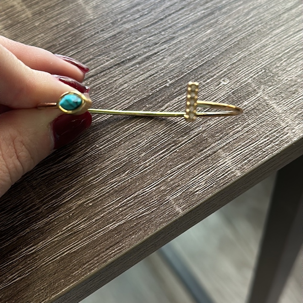 Jules Smith Gold and Turquoise Thin Cuff Bracelet